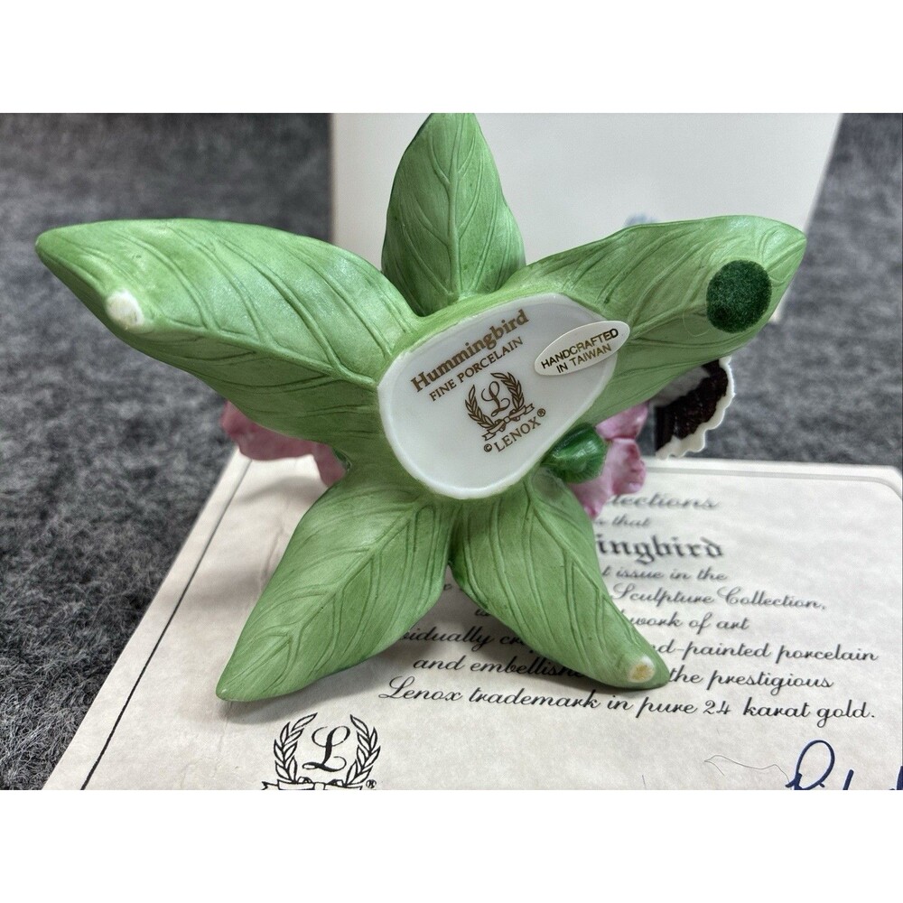 Vintage Lenox Hummingbird Garden Bird Figurine COA Box - Picture 6 of 8